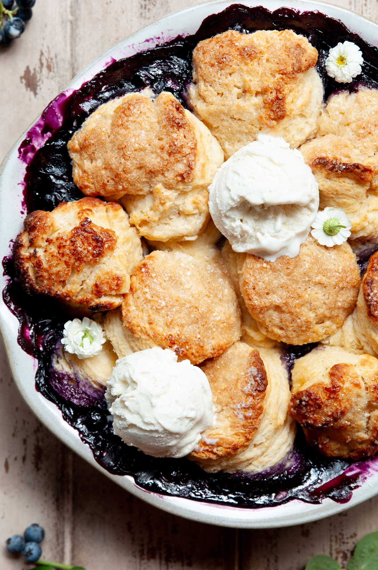 Blueberry Cobbler with Cream Cheese Biscuits
